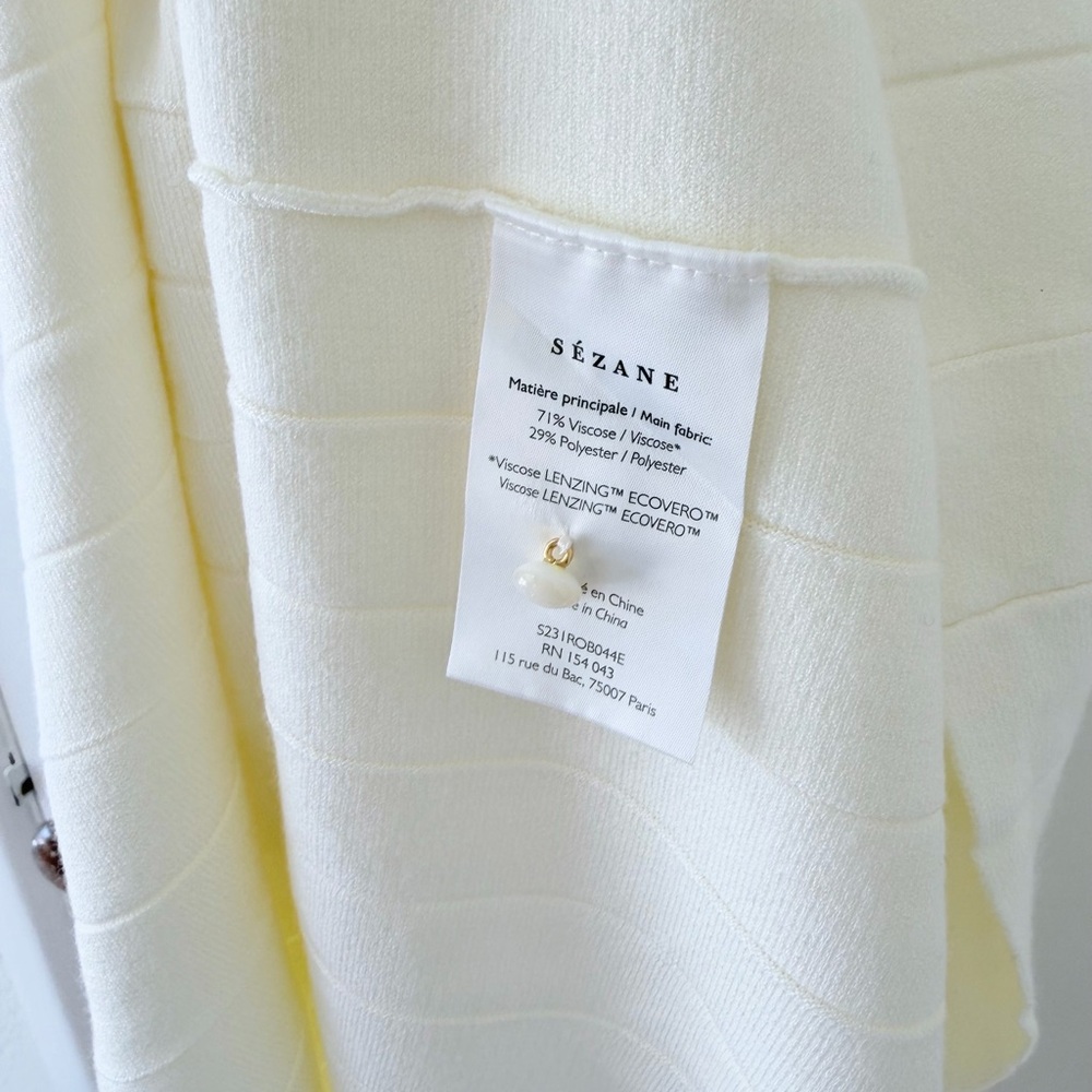 Sezane Cream Ribbed Midi Dress - Picture 4 of 11
